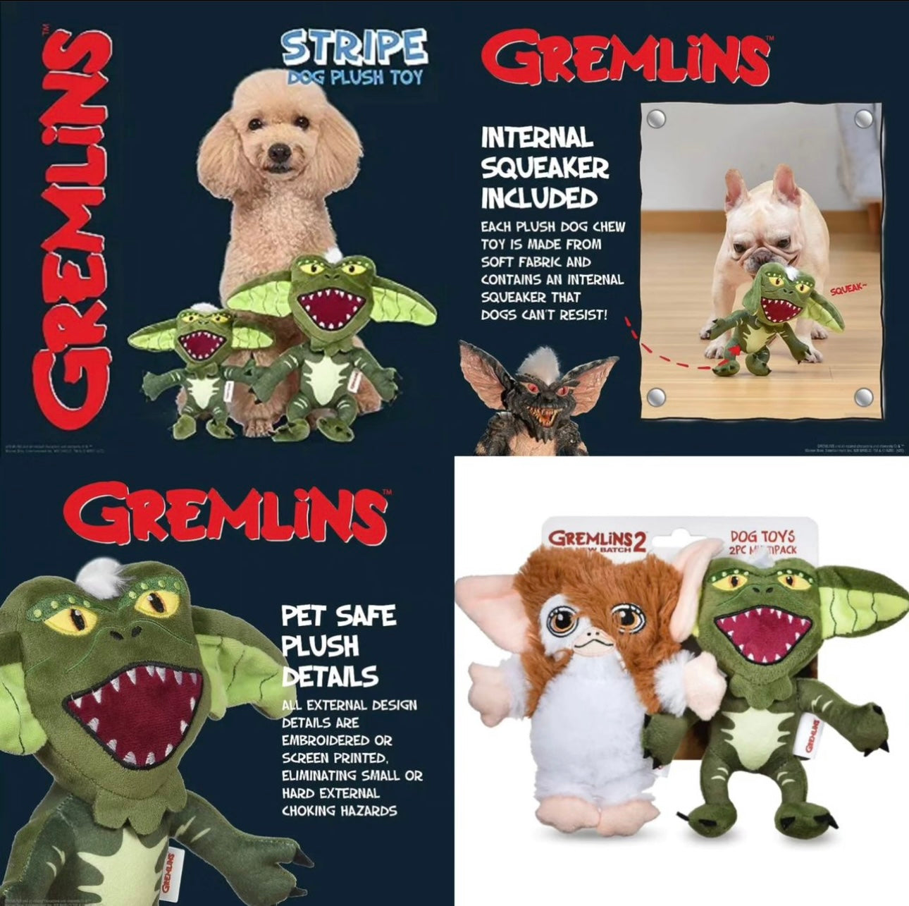 6” Gremlins Gizmo & Stripe Plush Squeaker Set