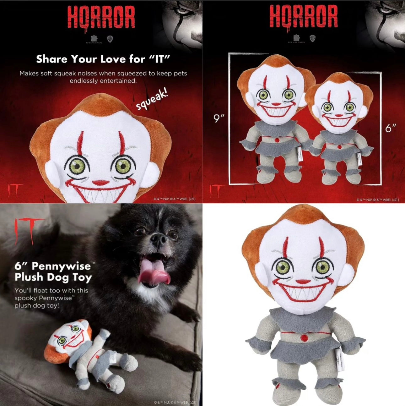 6' & 9" IT Pennywise Plush Squeaker